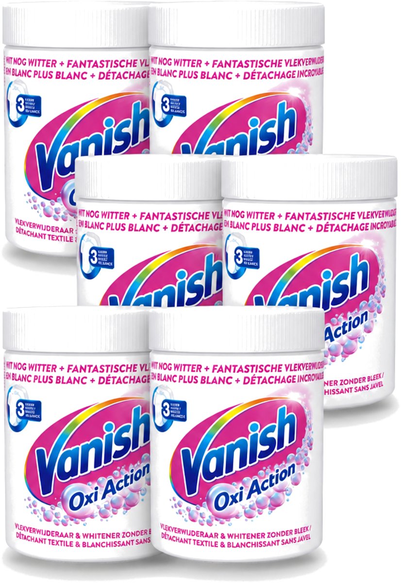 6 x Vanish Oxi Action - Vlekkenverwijderaar Poeder - Zonder Bleek - Witte Was - 550 Gram - Voordeelverpakking - 6 stuks