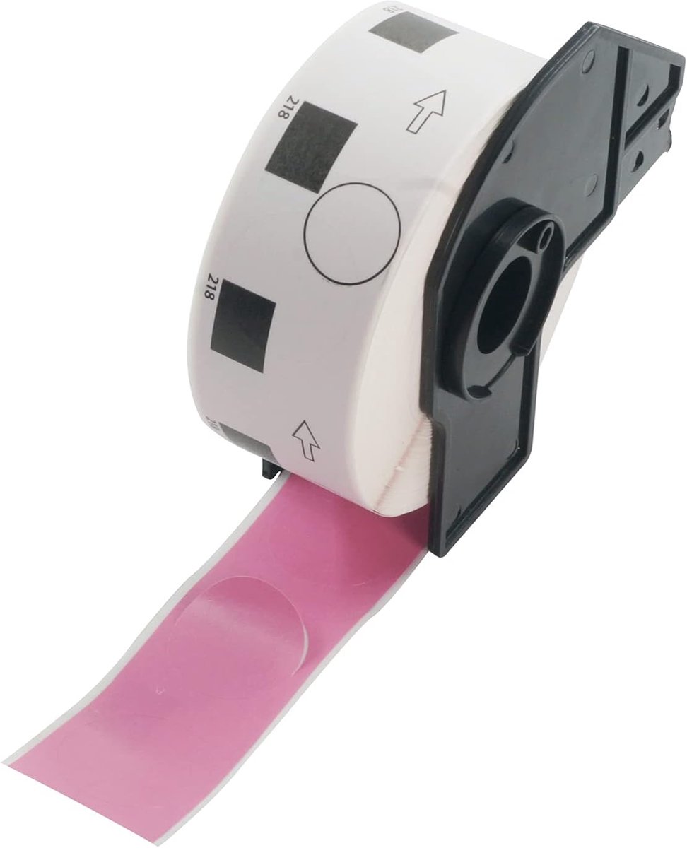 BETCKEY - 1 Roll DK-11218 Pink Labels Compatible with Brother, 24mm x 24mm, 1000 Labels, 1 Inch Round Paper Labels for - ShopVlot