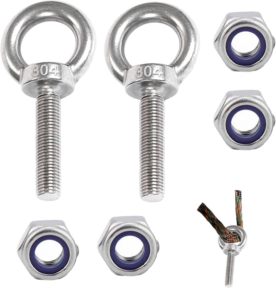 RVS M6 x 35 Washers met 4 Sluitringen voor Bouwprojecten, Transport en Bevestigingselementen