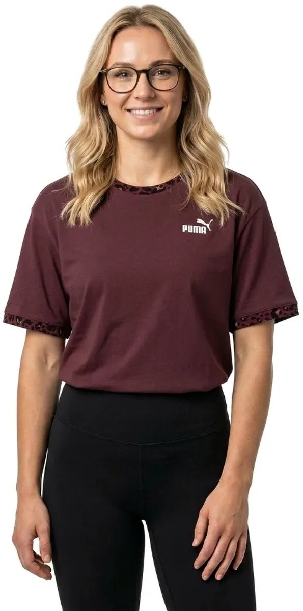 Puma Ess Graphic Animal Relaxed Fit T-shirt Met Korte Mouwen S Vrouw Ruby Shimmer