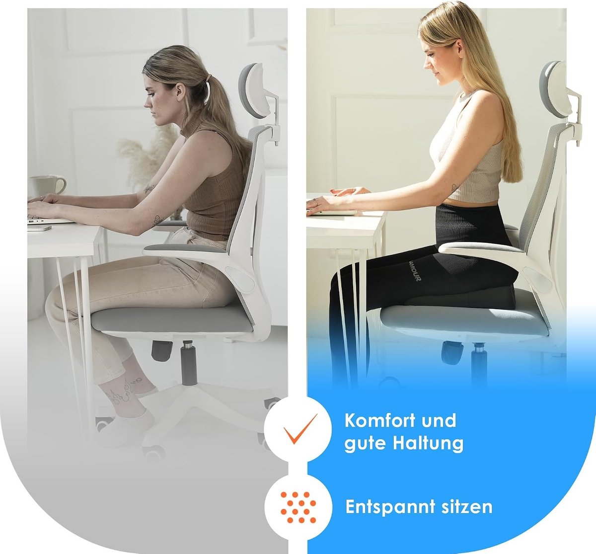 Wigkussen bed - Zwart vierkant - Ergonomisch schuim - Voor bureau, auto en thuiswerken