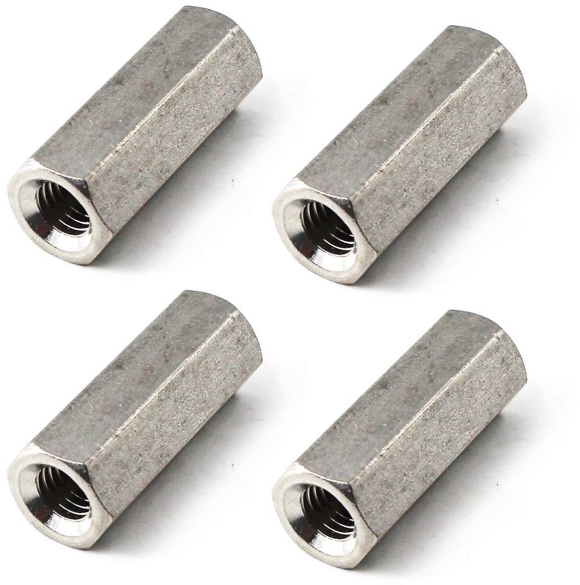 M12x19x30 Lange Hex Koppelmoer van RVS voor Rond Staal Stang - Verpakking van 4 Stuks, Duurzaam en Corrosiebestendig