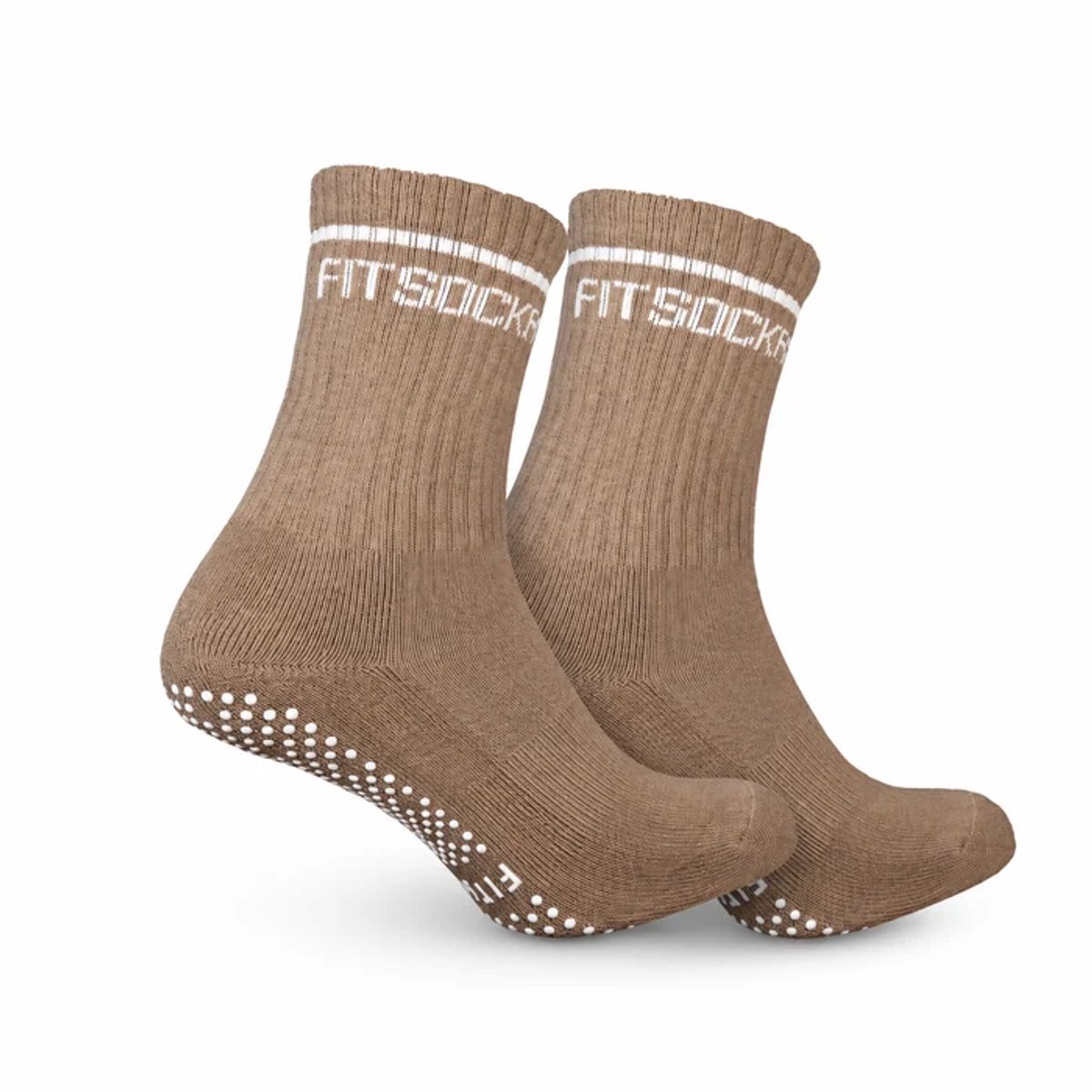 FitSockr Gripsokken Balance - Grip Sokken Pilates 2 Paar - Antislip Sokken Dames - Sportsokken met grip - Grip socks - Bruin - maat 37/40