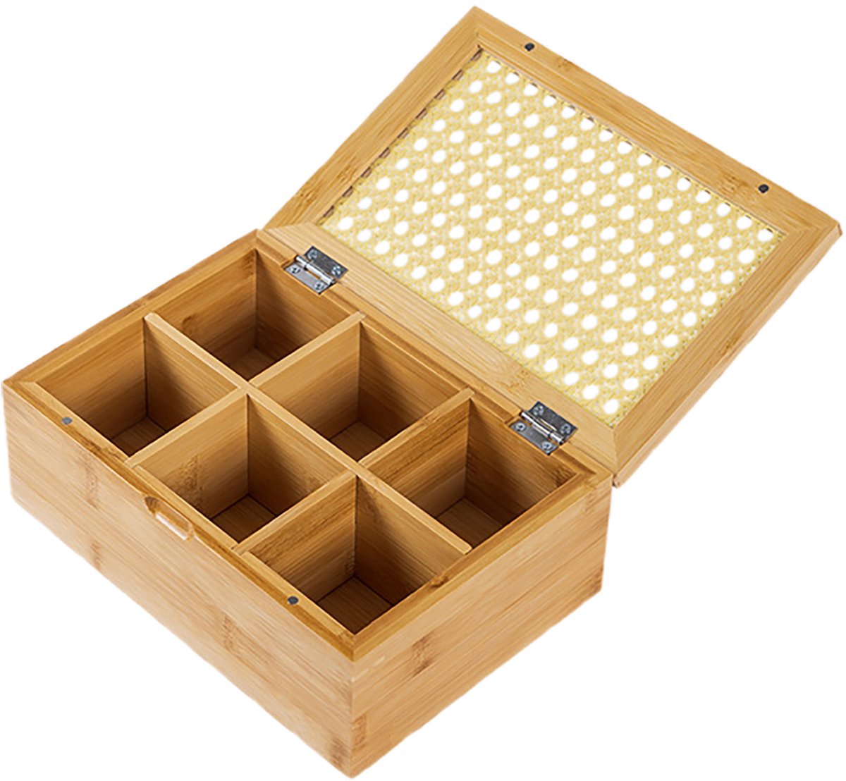 Creatorally houten theedoos - 6 vakken - voor theezakjes en koffiecapsules