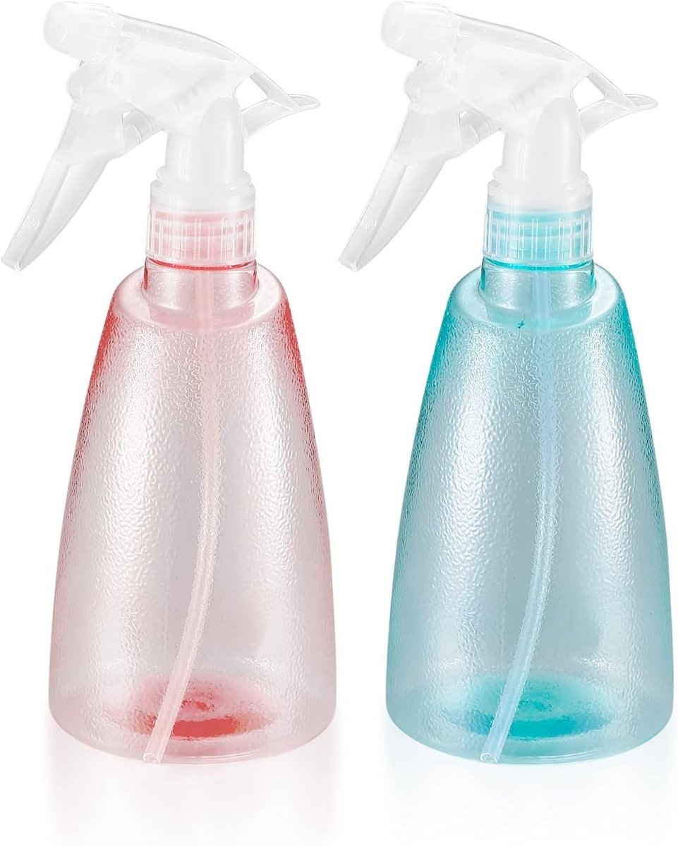 Sprayflessen 500ml voor Planten en Huishoudelijk Gebruik, Plastic Vernevelaar voor Tuin, Haarverzorging en Schoonmaak - Roze/Groen