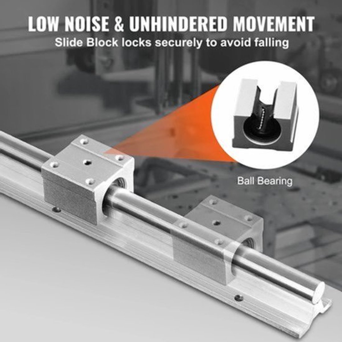 Lineaire geleiderails - Soepele beweging voor doe-het-zelf-haspels - SBR16 - Schuifblokken voor CNC-freesmachines - 16 mm-1000 mm - Zilver