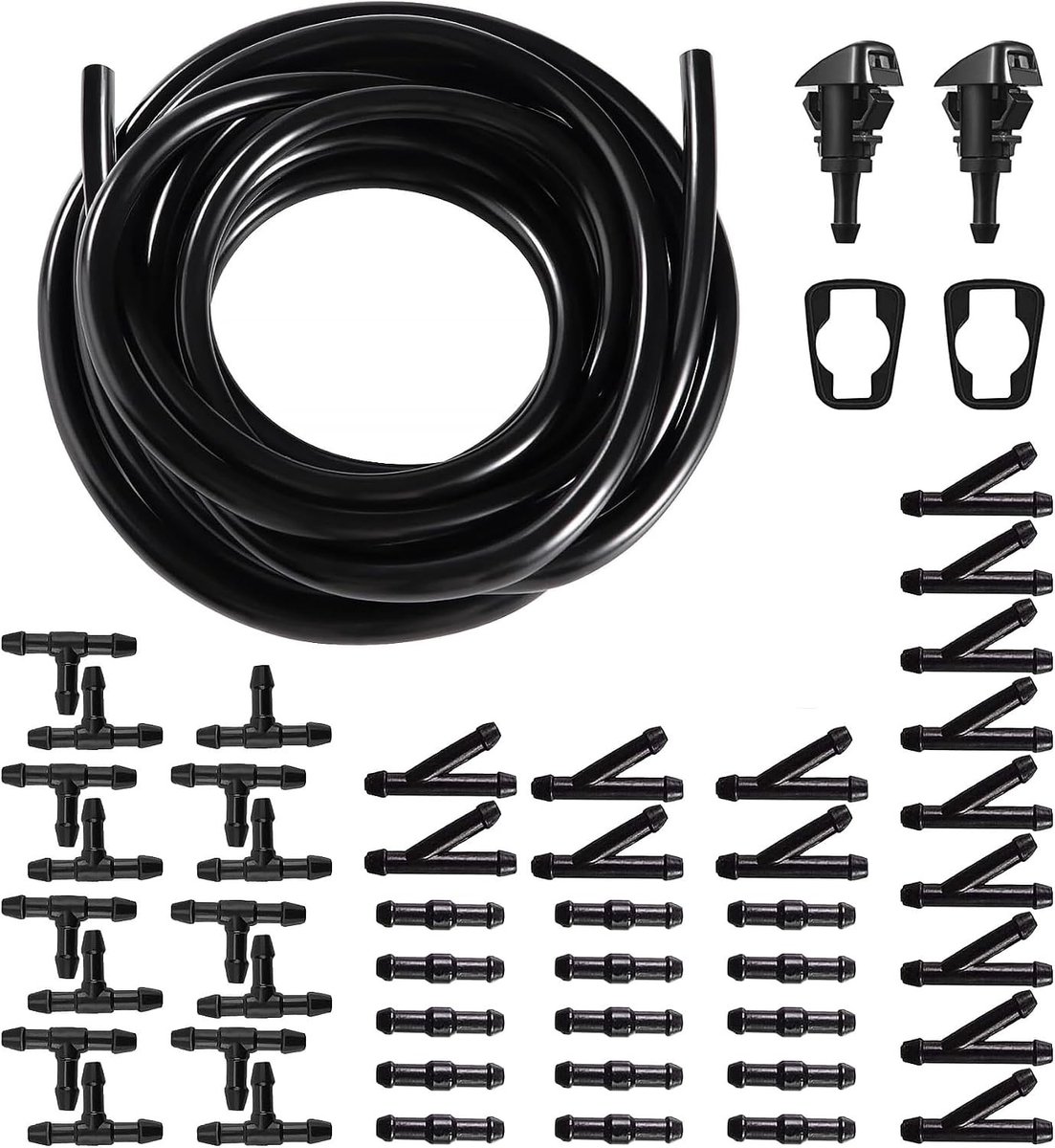 5 m Windscreen Spray Hose met 47 Stukken Slangverbinders - Universele Ruitensproei Slang, Auto Repareerset en Isolatieslang voor Auto's