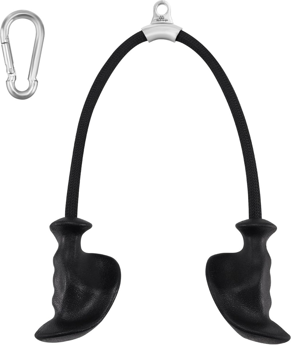 Gedraaid Triceps Touw - Met Ergonomische Antislip Rubberen Handvatten - Voor Krachttraining Fitness - Zwart