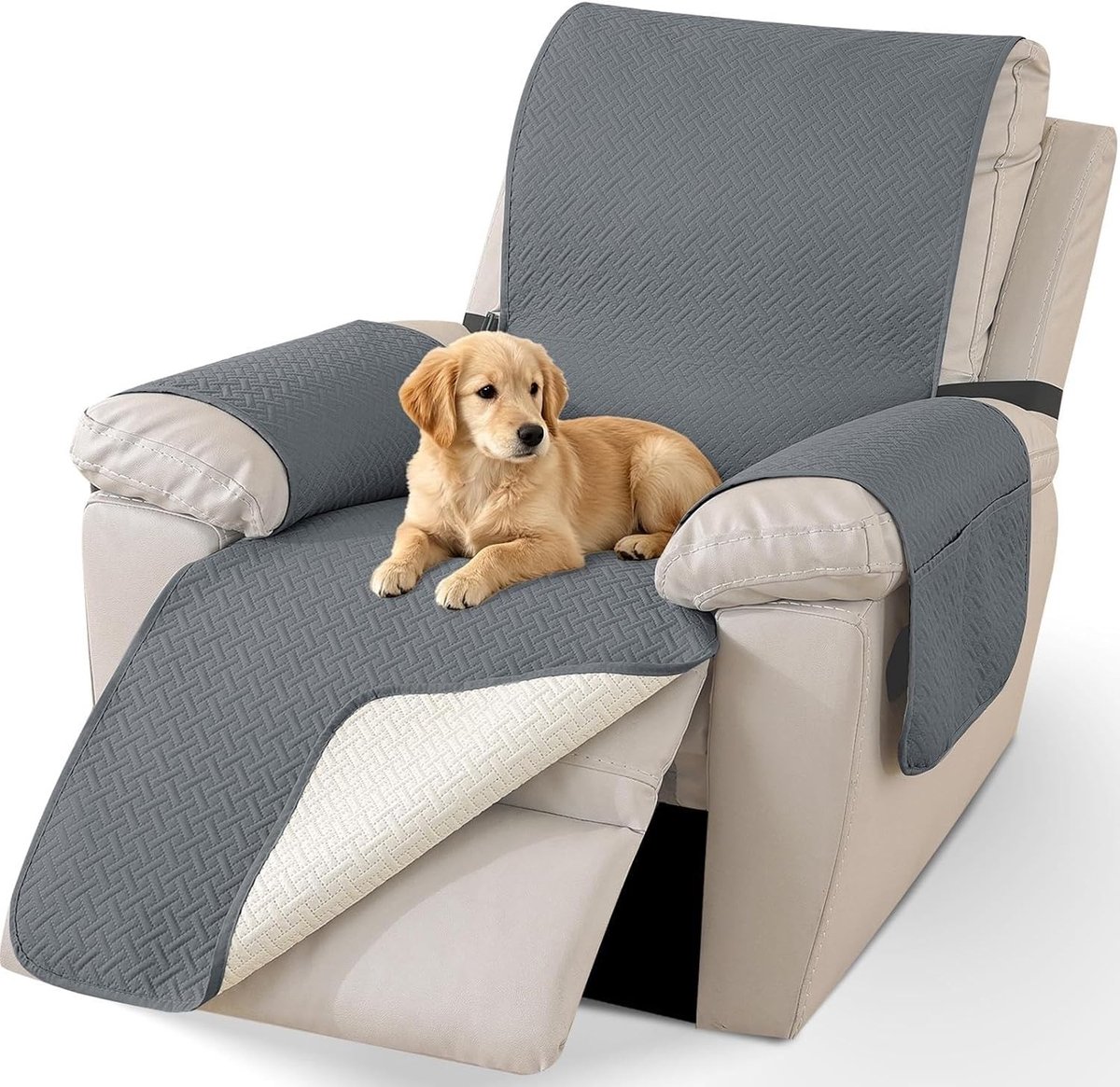 Fauteuilhoes - Donkergrijs - 1 Plaats - Waterdichte Polyester Stoelhoes - Voor Relaxstoelen met Armleuningen