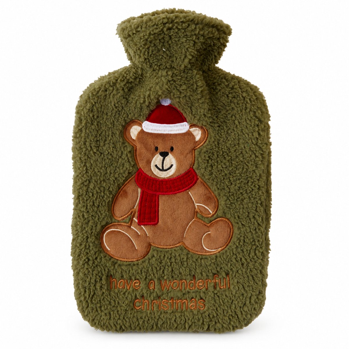 HEM kruik 2L met Hoes - Groen - Kerstbeer - Met HEM Microvezeldoekje