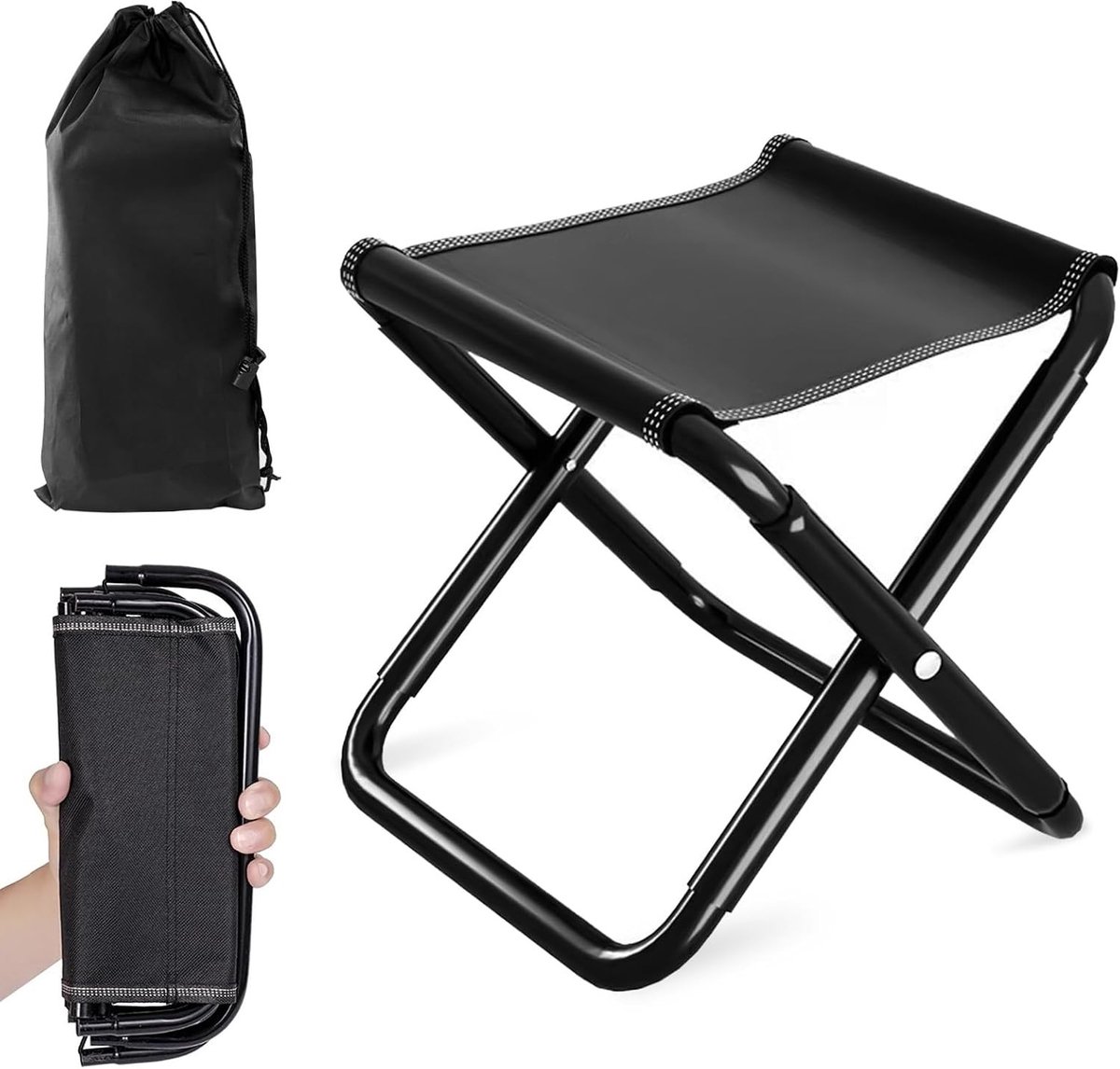 30 cm Opvouwbare Voetbank voor Buiten, Camping, Tuin en Strand - Draagbare Mini Kruk met Opbergtas, Ideaal voor Visserij en Tuinieren