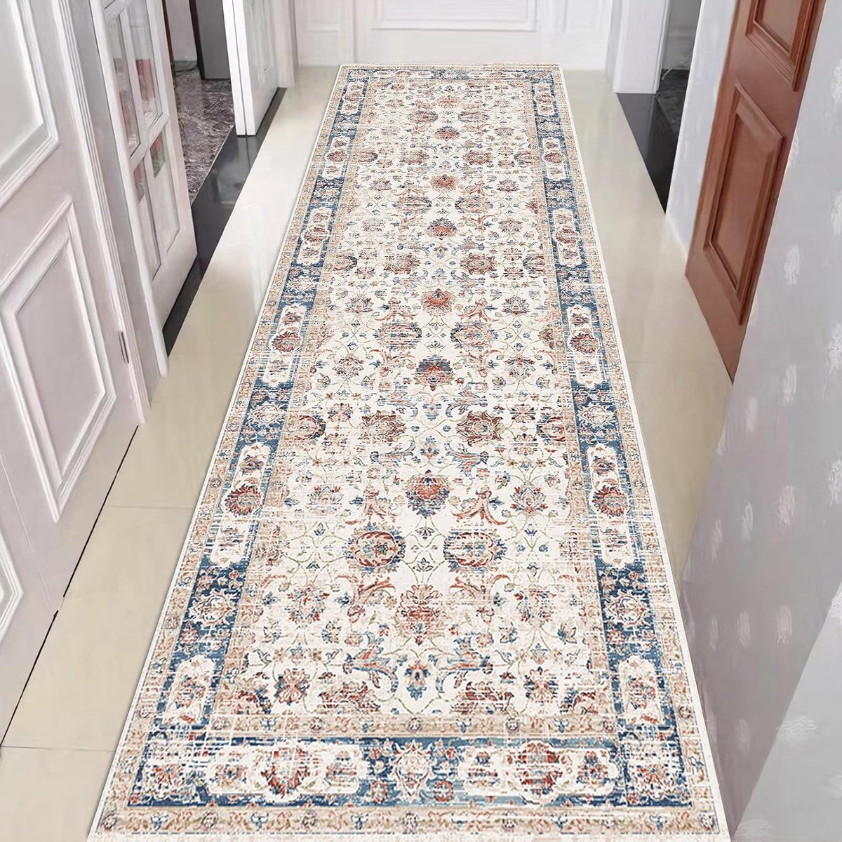 Keukenloper - 60 x 180 cm - Rubber - Vintage oosters - Antislip - Machinewasbaar - Beige