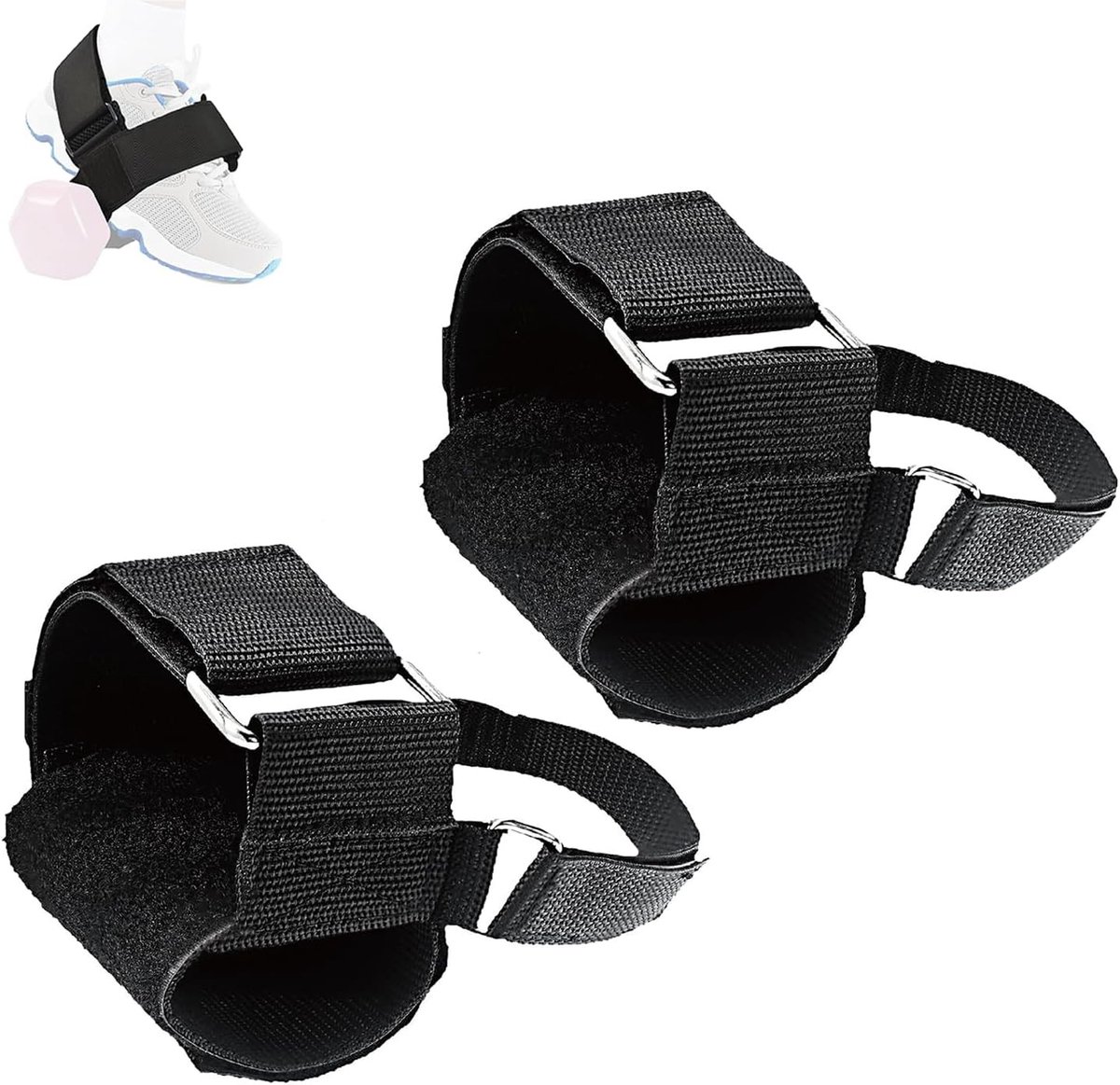 Set van 2 Enkelsluitingen met Handvatten voor Dumbbell Bevestiging, Ideaal voor Kabelmachines en Tibiale Trainers met Enkelgewichten