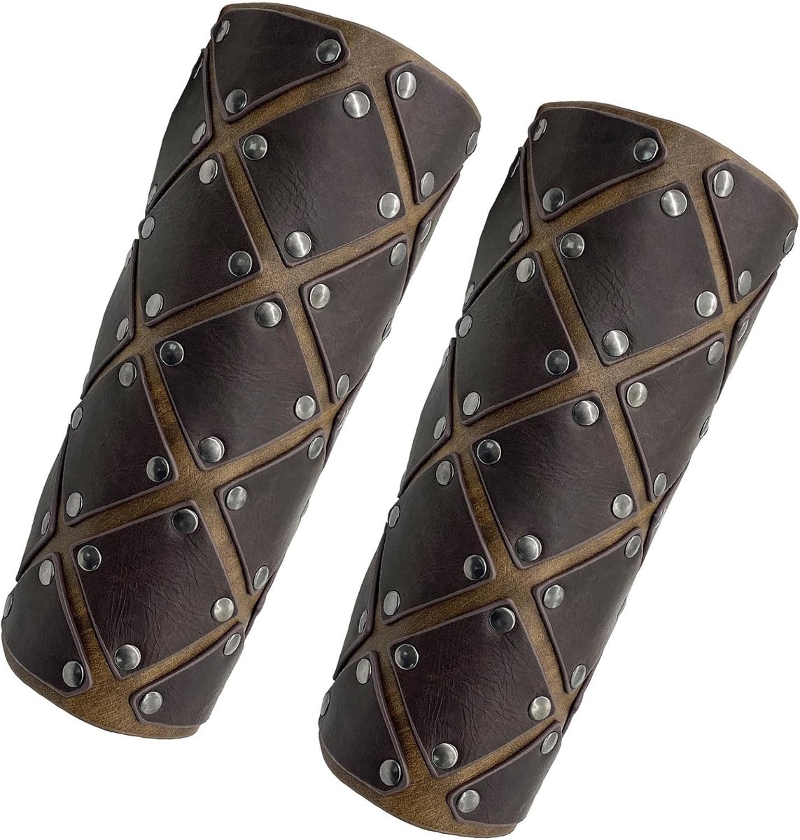 Vintage Faux Leather Brackets voor LARP, Viking Polsband, Brede Mercenary Arm Guards en Renaissance Ridders Arm Cuff Bescherming