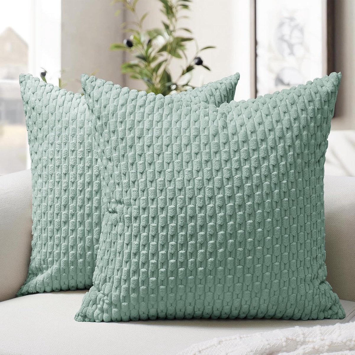 Kussenhoes - 50 x 50 cm - Boho - Wasbaar - Mint en Groen