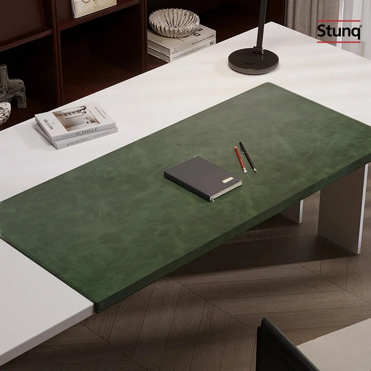 Stunq® Opvouwbare groene bureau mat met elleboog- en polsbescherming - PU muismat voor laptop en gaming tafelmat
