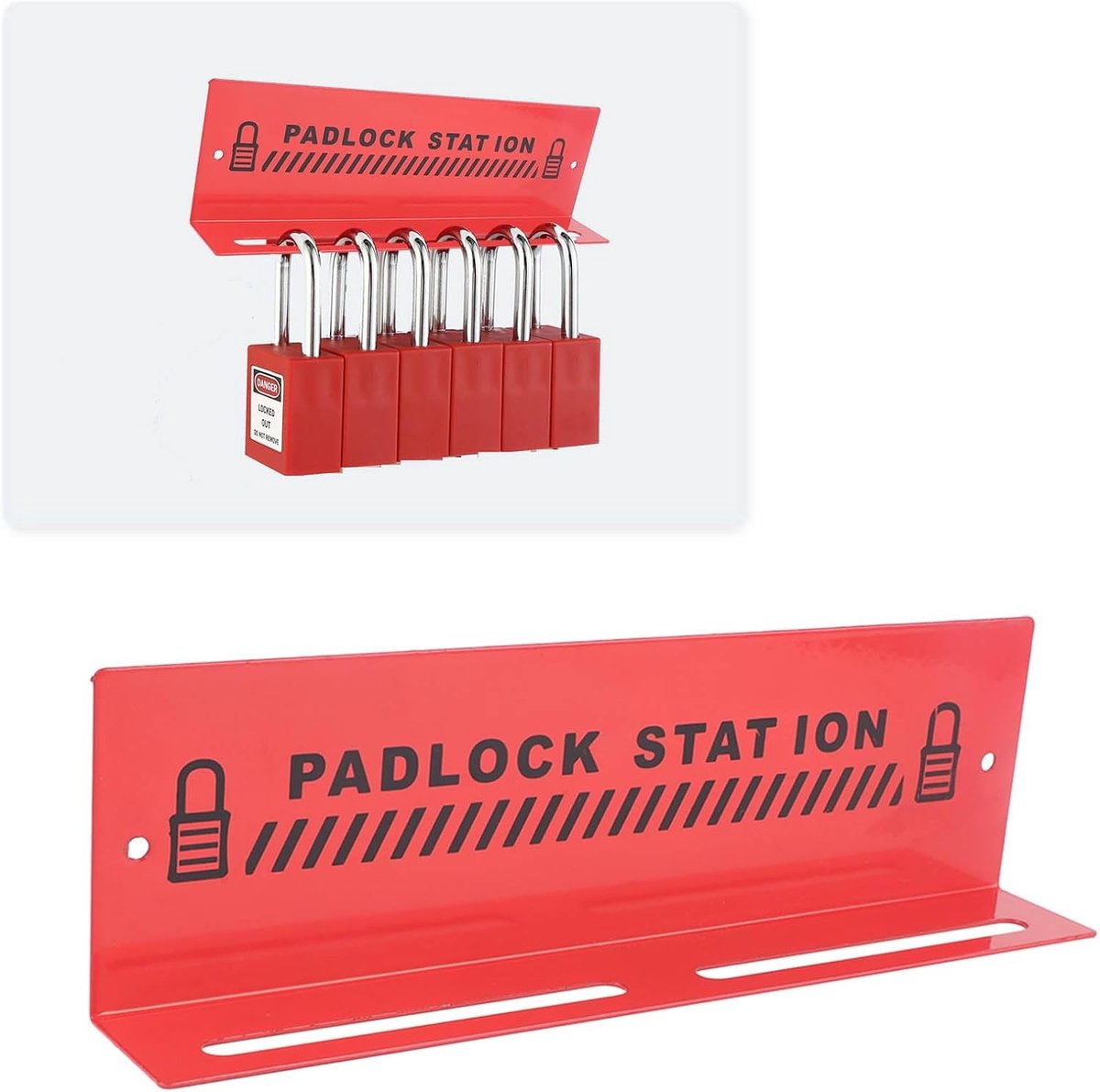 Veiligheidssysteem voor Hangsloten - Wandmontage Loto Station met Alarmherinnering voor Effectief Beheer van Werkstations en Hangslotbeheer