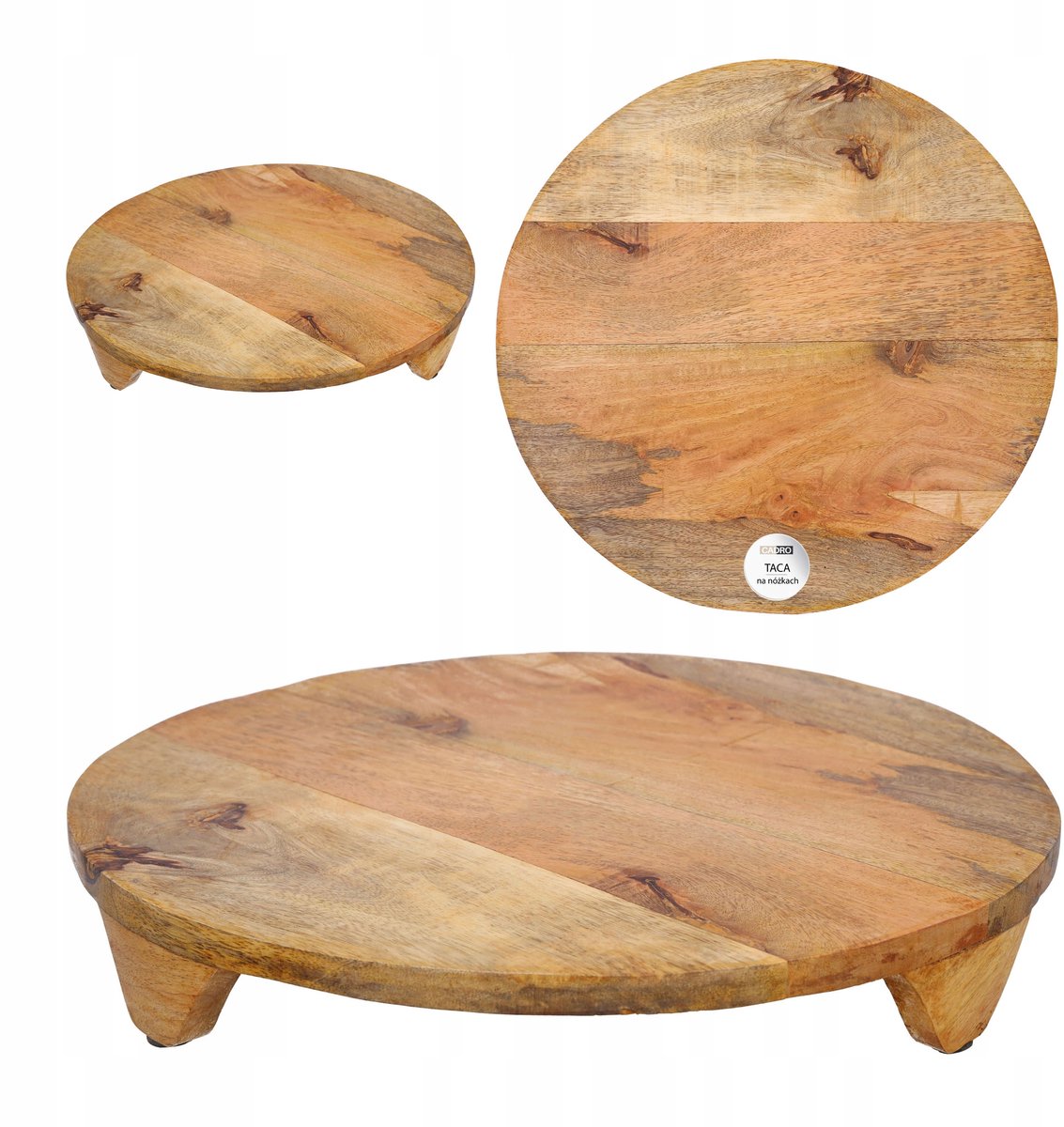 Houten Decoratieve Ronde Dienblad 37cm met Poten voor Kaarsen & Decoraties