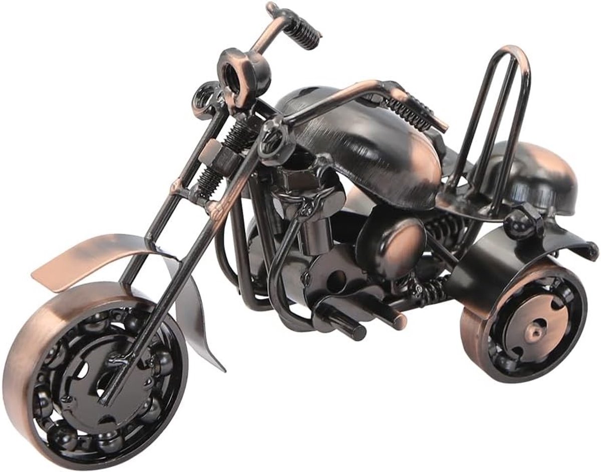 Retro Motorfiets Model Beeldjes, Driewielige Metaal Moto Collectie, IJzeren Kunst Sculptuur voor Thuis en Kantoor Decoratie, Perfect Cadeau voor Motorkapiteins en Verzamelaars