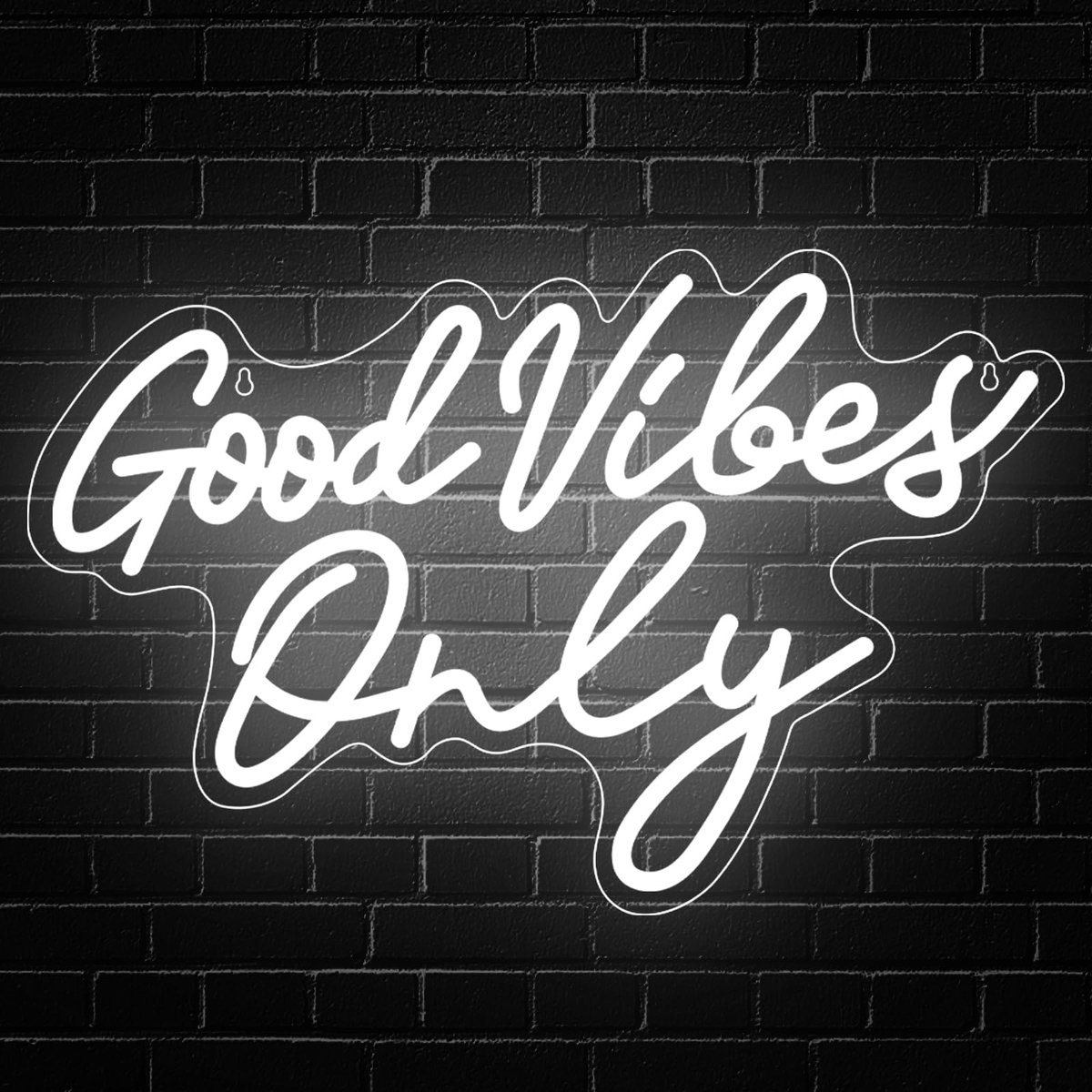 Good Vibes Only Neonbord, witte Good Vibes neonborden voor wanddecoratie, led-neonlichtbord voor - ShopVlot