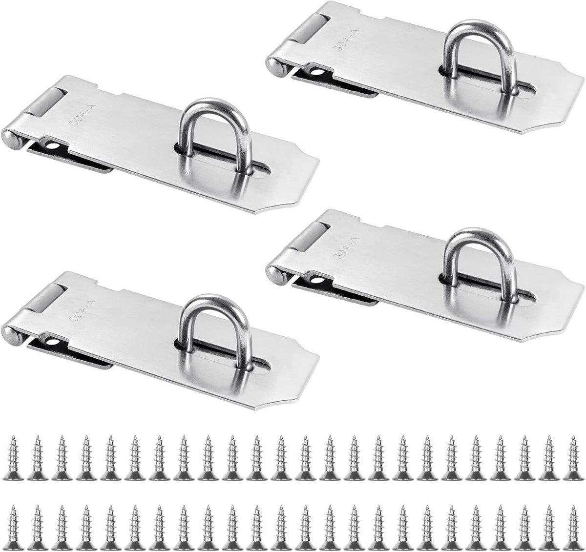 4 Stuks 4 Inch Hangsloten van Roestvrij Staal met 36 Schroeven voor Tuindeuren en Kasten