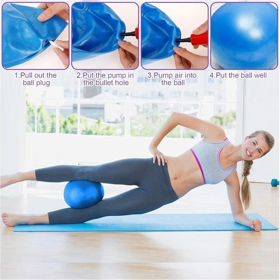 Mini Fitness Ball Set van 25 cm voor Pilates en Yoga - 2 Stuks in Blauw en Paars - Ideaal voor Core Training, Balans en Flexibiliteit Thuis en in de Studio van MINI — afbeelding 3