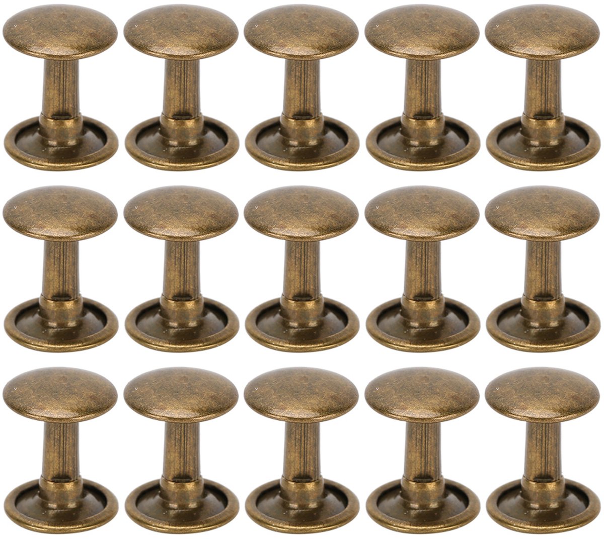 Klinknagels met dubbele kap - 200 sets - brons - 10 mm
