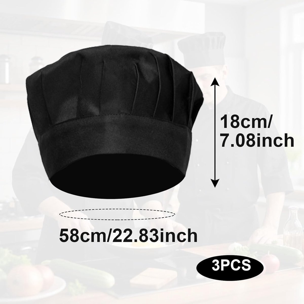 Set van 3 Verstelbare Koksbontjes, Katoenen Koksbontjes voor Professionele Koks, Ideaal voor Restaurants, BBQ en Bakken