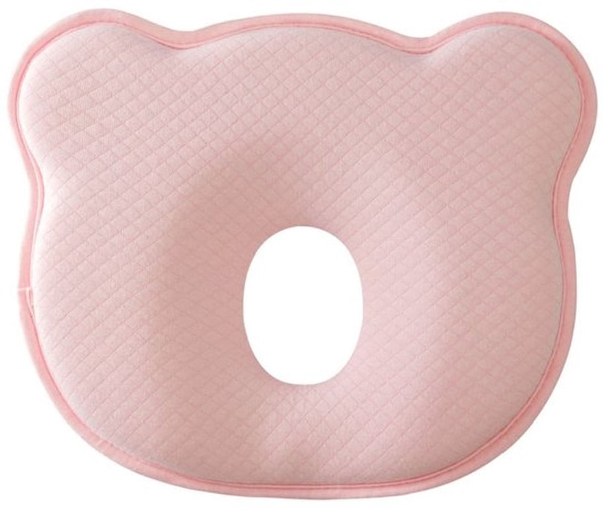 Orthopedisch babykussen met een kern die langzaam terugveert, geschikt voor baby's van 0-1 jaar, zacht kussen, roze.