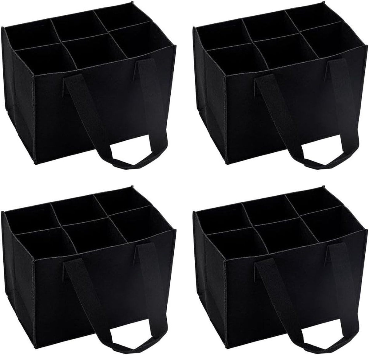 4 Sets van 6 Flessen Wijn Tassen, Herbruikbare Wijn Flessen Draagtas met Scheiders voor Picknick, Feest en Reizen, Donkergrijs, Stijlvol en Functioneel