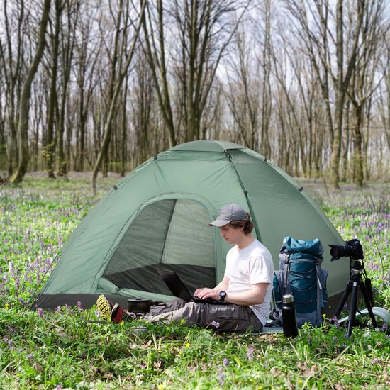 Outsunny-Campingzelt-Polyester, Kunststoff-206L x 185B x 120H cm-Dunkelgrün van Merkloos — afbeelding 5
