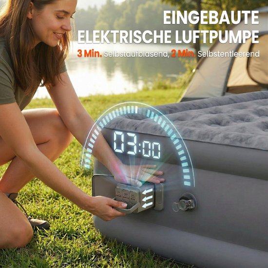 Outsunny Luchtmatras-Kunststof-190L x 97B x 39H cm-Grijs van Merkloos — afbeelding 5