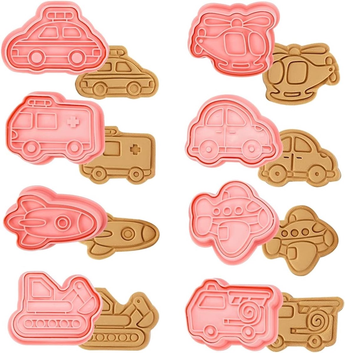 Set van 8 Stuks 3D Koekjesuitsteekvormen - Creatieve Auto Koekjes voor Kinderen en Feestjes