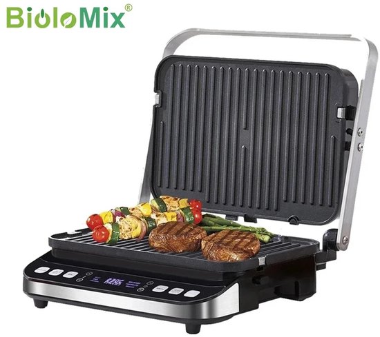 Grillapparaat - Digitaal Grillplaat - Grillpan - Tosti-ijzer - Optioneel wafelijzerplaten - Geschikt voor panini, barbecue etc. - Zwart — afbeelding 3