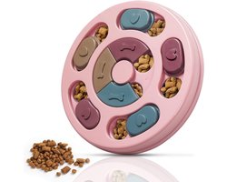 Hondenpuzzelspeelgoed, interactieve voerpuzzel met traktatiedispenser voor IQ-training en mentale stimulatie, voerbak met langzame voederfunctie, speelgoed tegen verveling voor kleine, middelgrote en grote honden (roze)