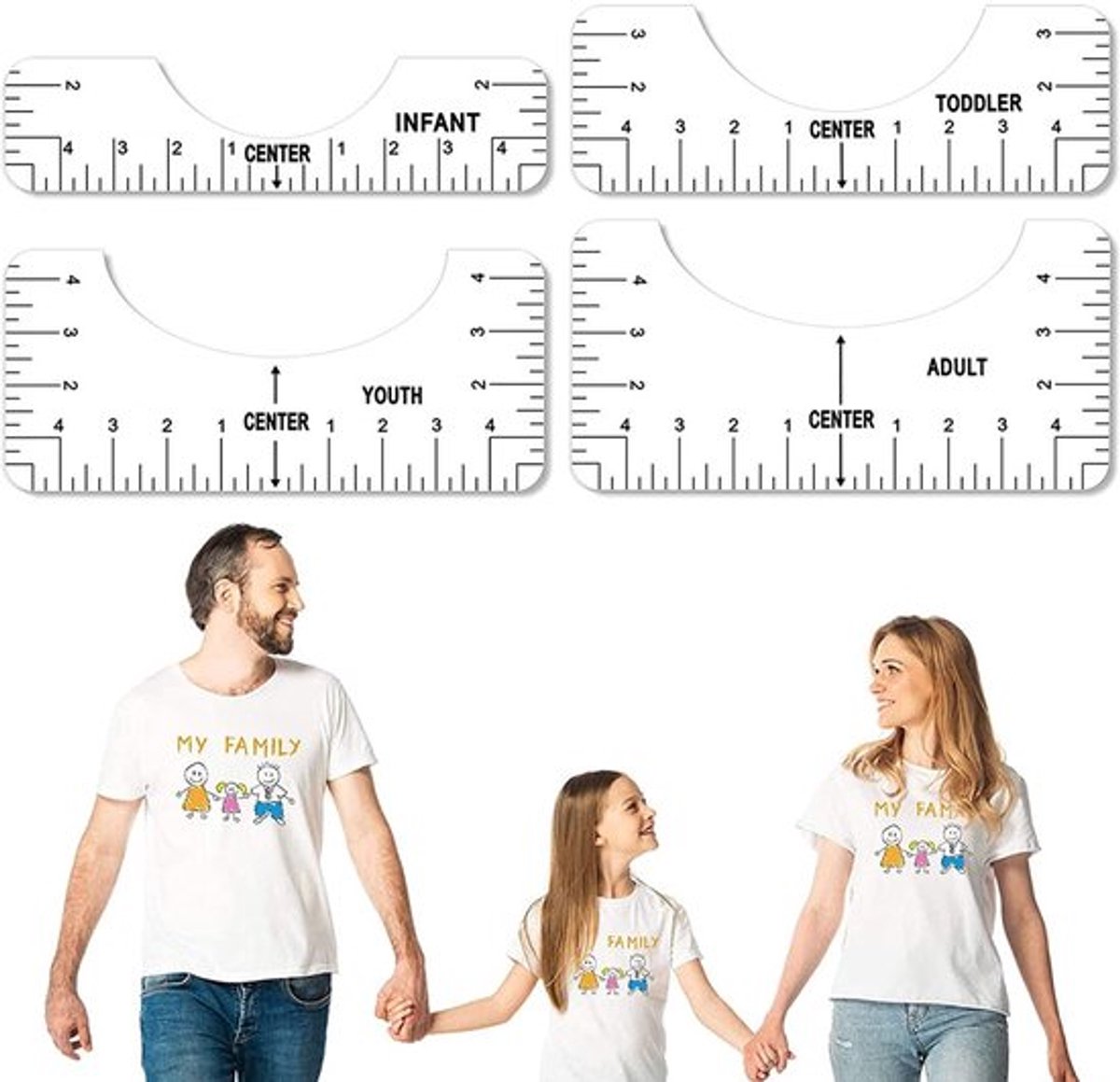 Aladdien T-shirt uitlijningsliniaal Bastellineaal Consistente uitlijning Wit