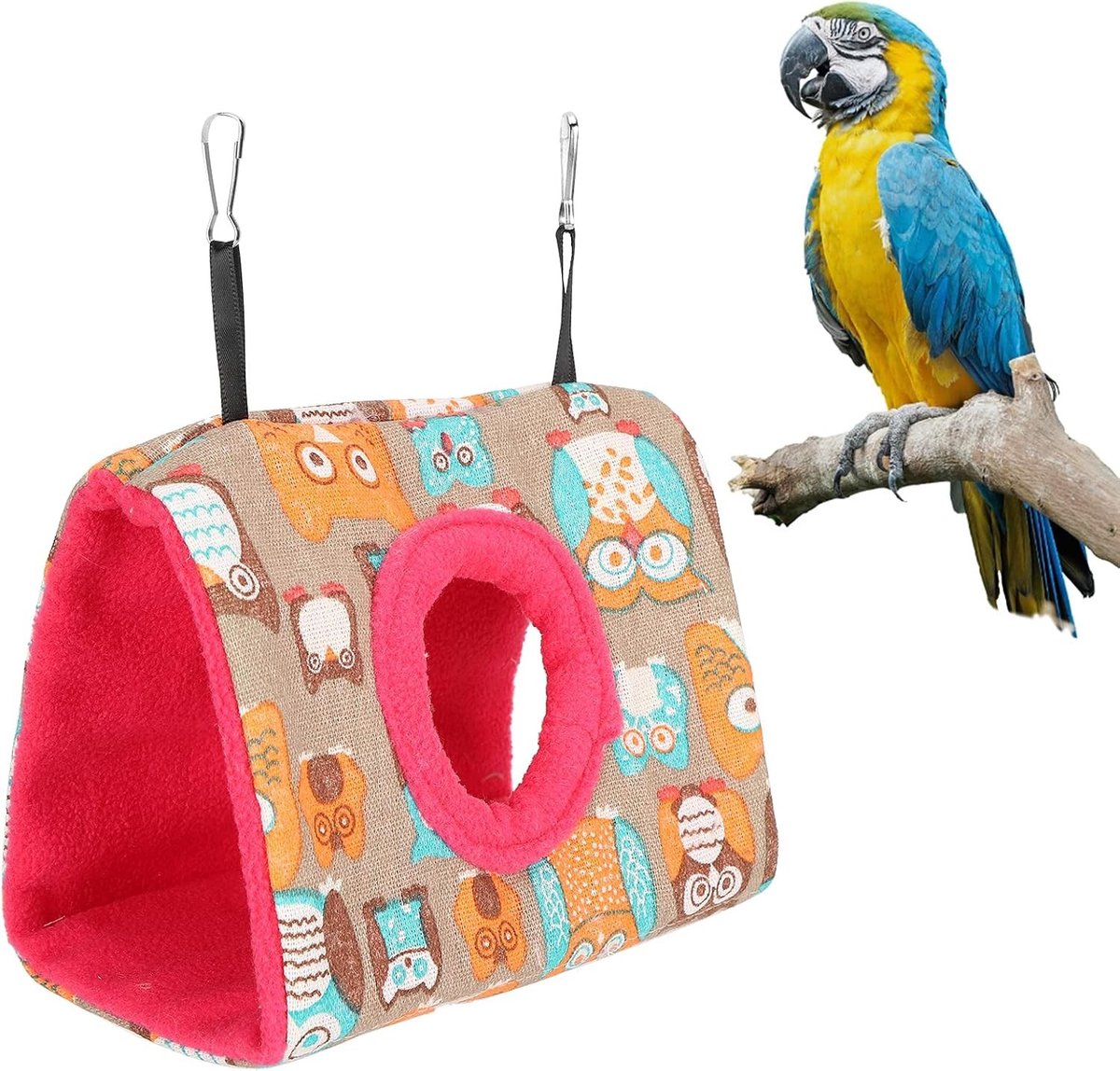 Knuffelhut voor kleine huisdieren - Flanellen hangtent met 2 haken voor papegaaien, hamsters en eekhoorns, comfortabel en veilig grothuis