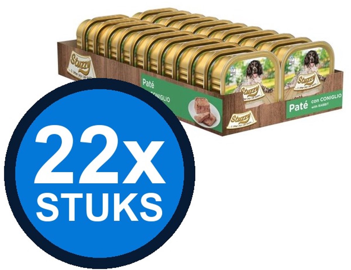 22x Stuzzy - Hond Paté Konijn - Hondenvoer Natvoer - 150g