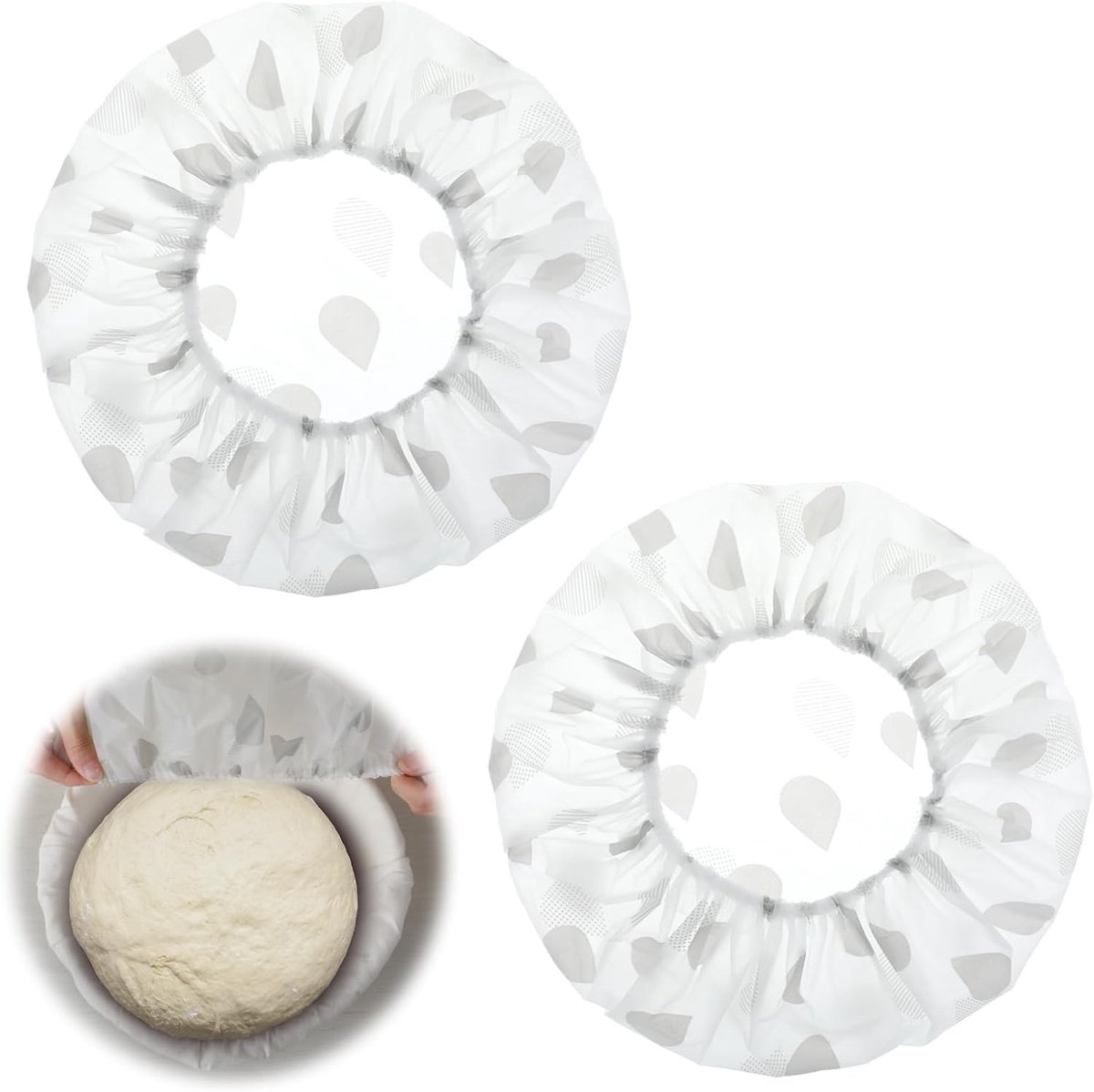Herbruikbare voedselafdekkingen voor deeg en gistmanden, set van 2, 25 x 25 cm, ideaal voor fermentatie en vers houden van voedsel