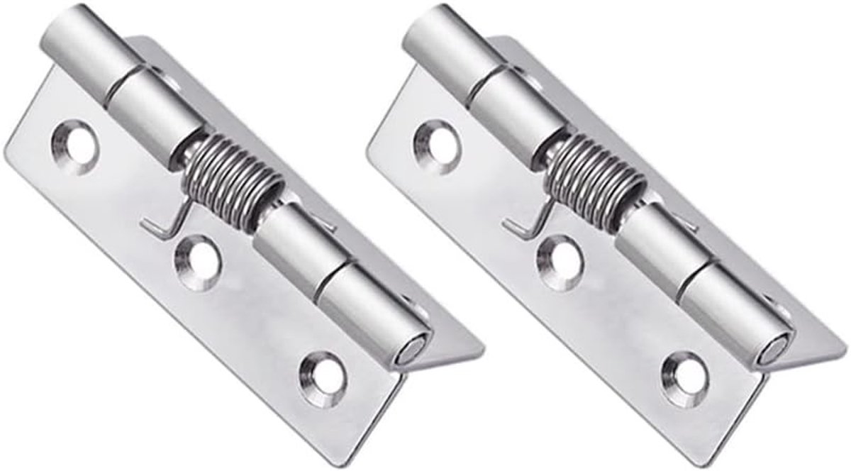 Set van 2 Zelfsluitende Veer Scharnieren van RVS, Automatische Sluiting voor Deuren in Woon- en Commerciële Bouwprojecten (75×49×2MM)