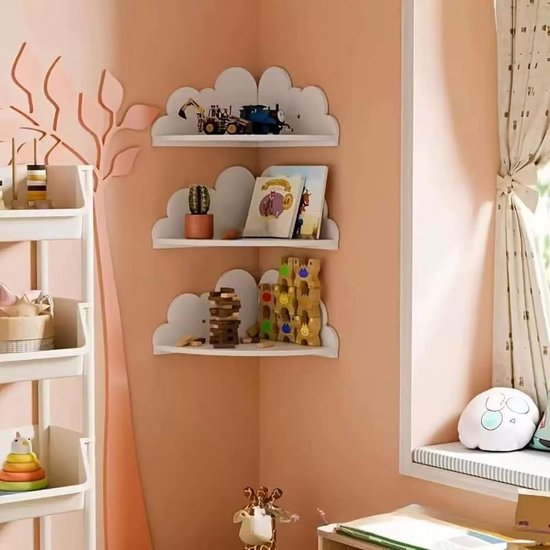 Wall Bookshelf - 3 Stuks Houten Hoekdisplayrek, 25,5 X 25 — afbeelding 2
