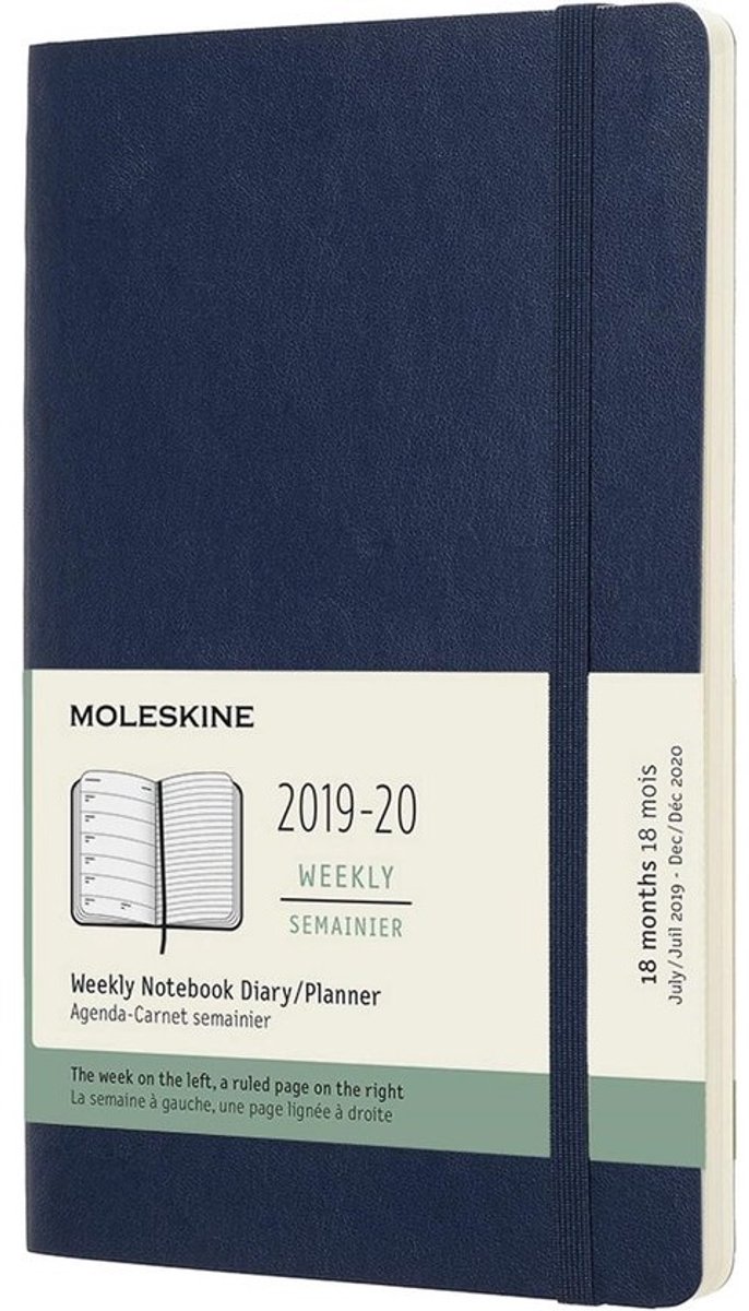 Weekplanneragenda - Afsprakenboek - Organizer - Planning maken - 18 maanden overzicht - Large A5 - Saffierblauw