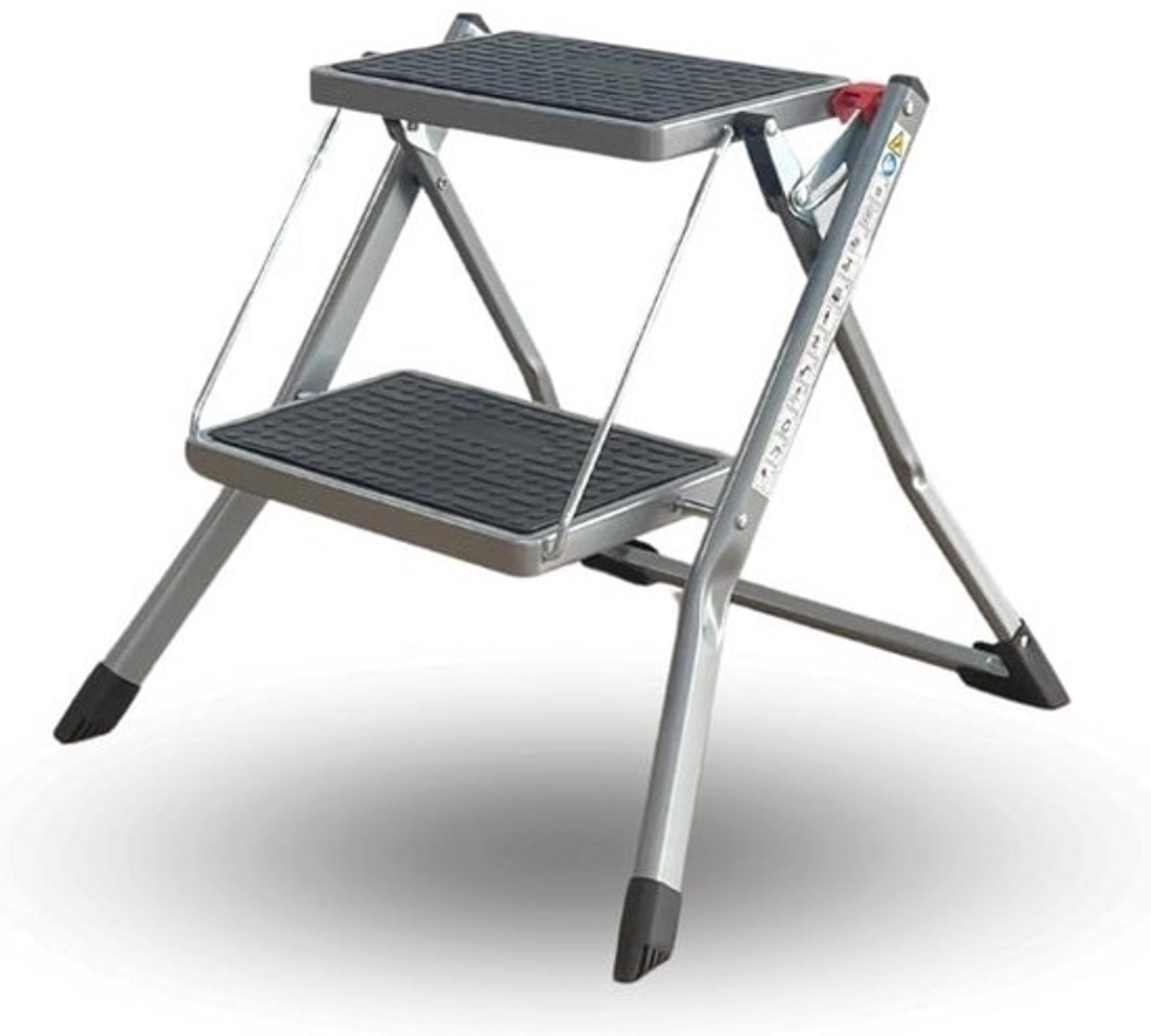 Compacte vouwladder - Met 2 treden - Antislip - Automatische vergrendeling - Stevig - Draagbaar