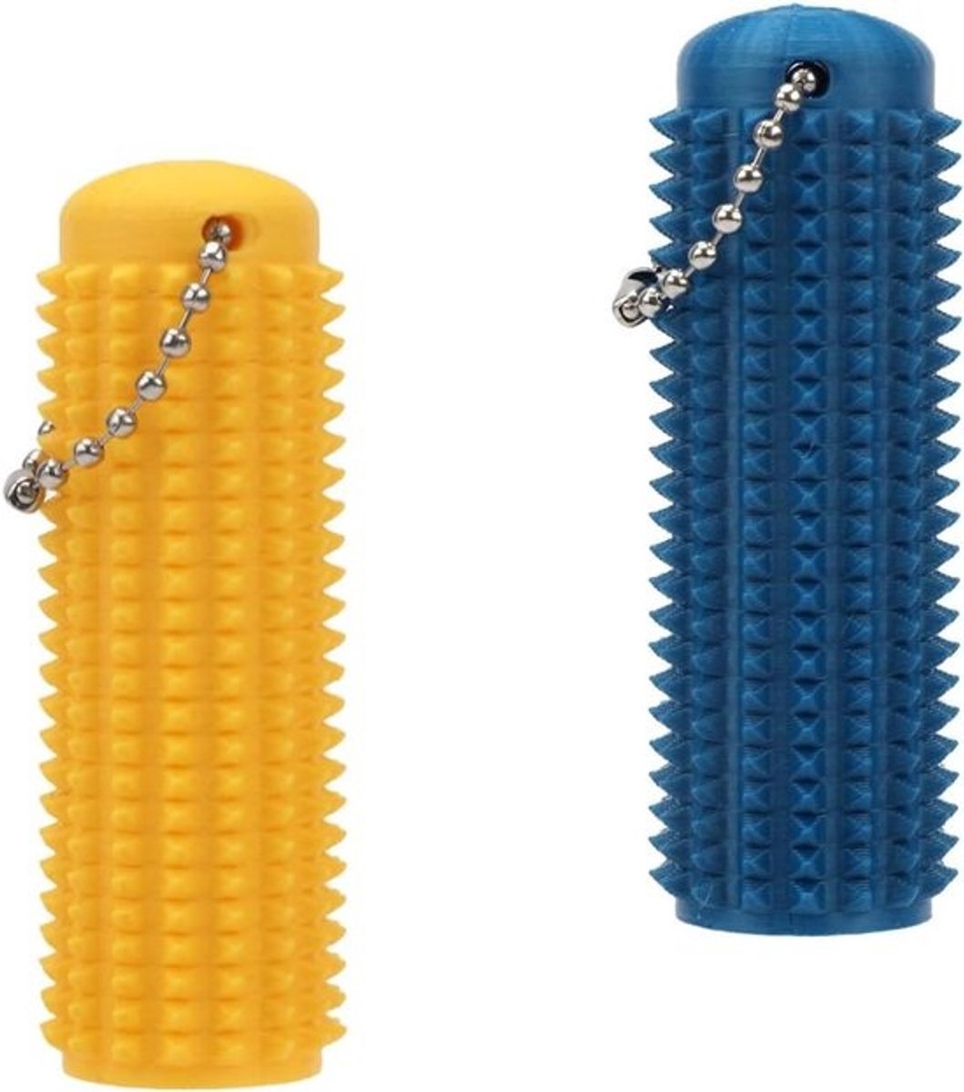 Sleutelhanger met textuurgrip voor stressvermindering en focus - Sensorisch speelgoed - Stille stressverlichter - Massagetool - Kalmerend cadeau - Goud en blauw
