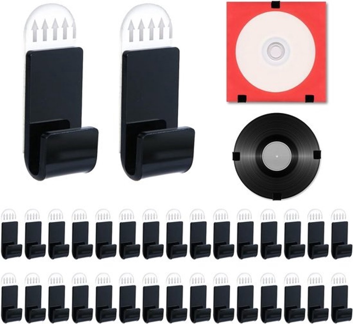 30 stuks - zelfklevende vinylplaathouders voor wandmontage - Minimalistische albumrekken - voor LP- en cd-collecties