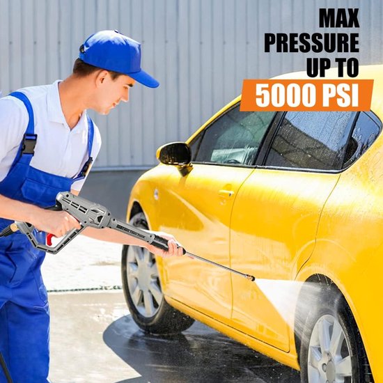Hogedrukreinigingspistool met verlengstaf vervanging 5000 PSI High Power Washer Gun 39 Inch Verstelbare lengte met M22 14 mm of M22 15 mm fitting 5 mondstukken met mondstukhouder (grijs) — afbeelding 2
