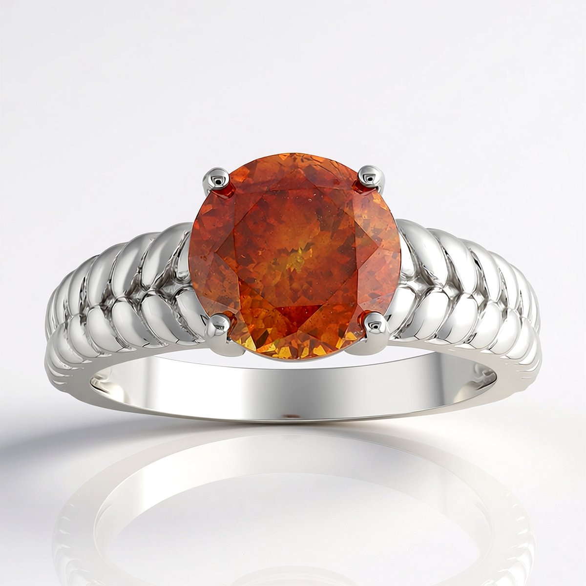 Cavill - Zilveren Ring - 925 Sterling Zilver Gerhodineerd - Sfaleriet 2,34 ct - Ronde Geslepen Spaanse Edelsteen - Elegante Damesring