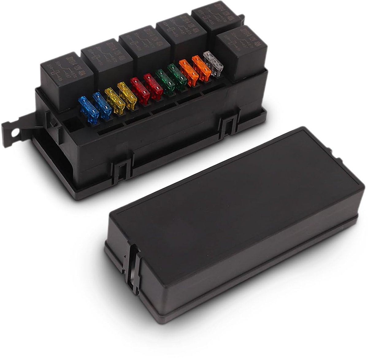 Waterdichte automatische relaisbox, 12 V, 6 relais, 11-weg ATC, ATO-zekerheid, ABS, IP65