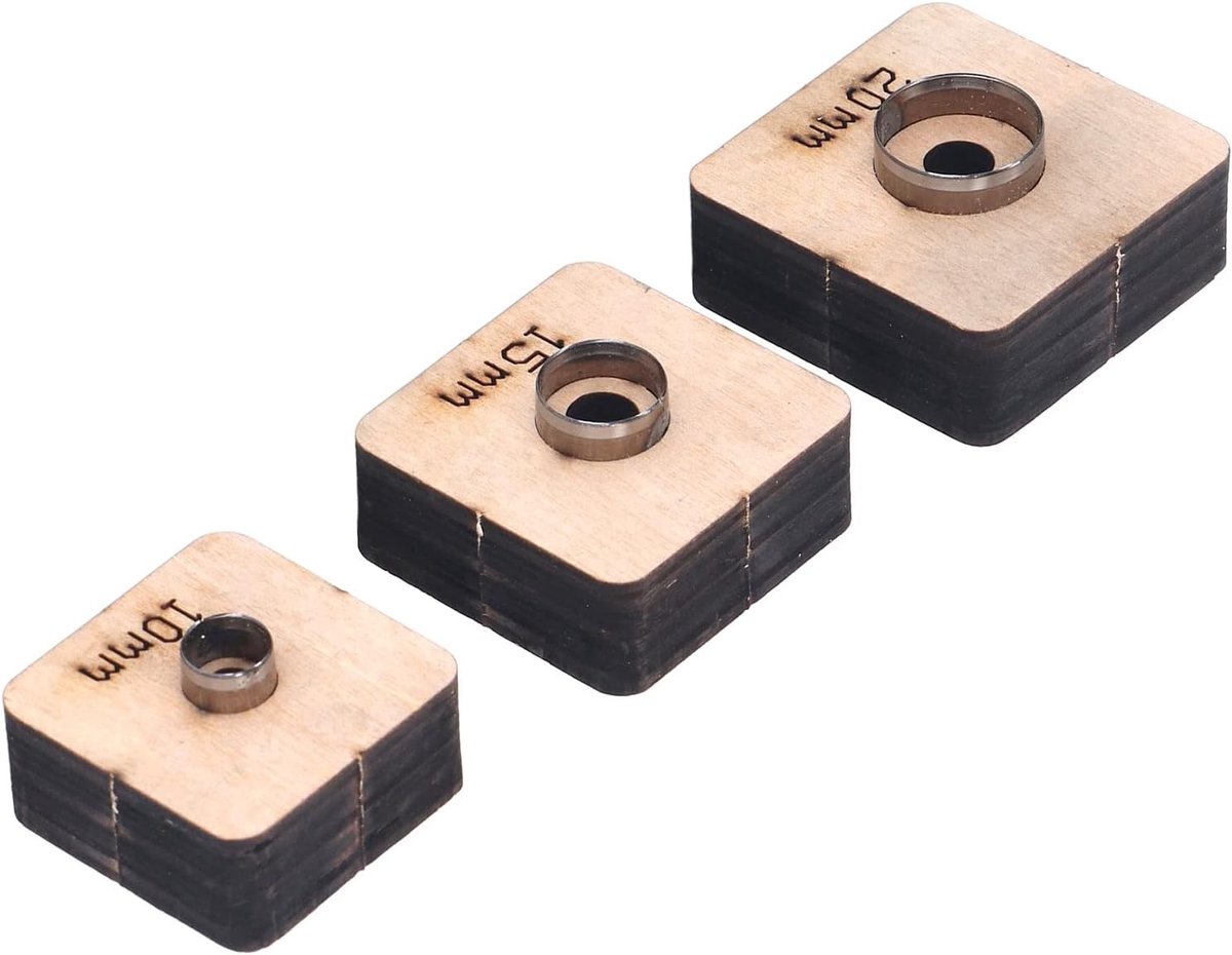 3 stuks ronde snijmatrijzen set, metalen ponsvormen voor leer en stof, inclusief houten plank, veelzijdige maten 10 mm 15 mm 20 mm, duurzame knutselgereedschappen voor nauwkeurige sneden