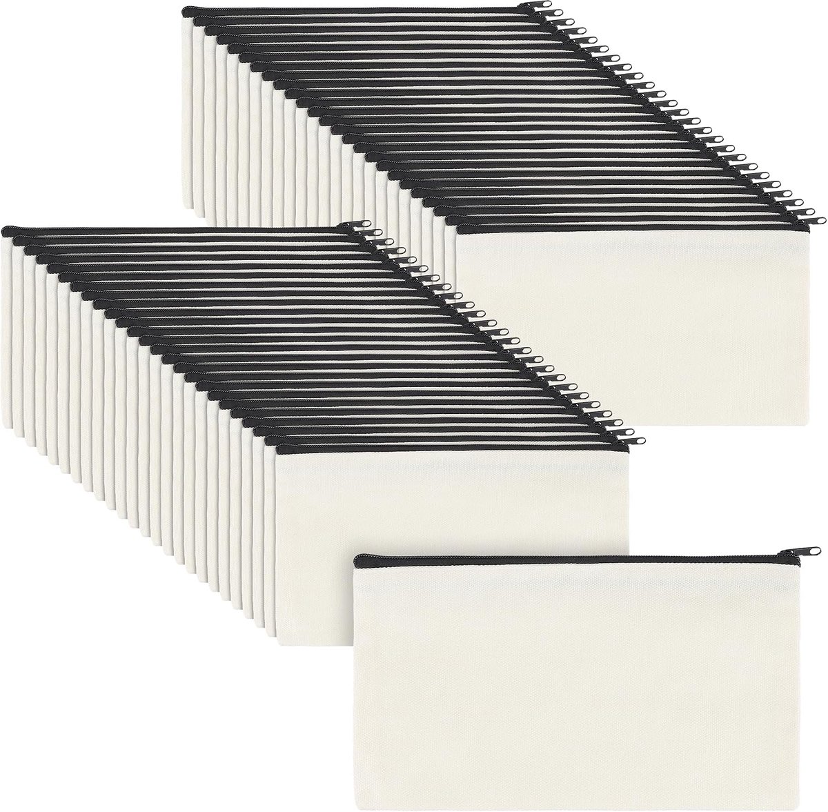 50 stuks witte stoffen zakjes om te beschilderen, klein, 12 x 21 cm, DIY, blanco stoffen zakjes met ritssluiting, stoffen etui om te beschilderen